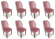 Kit 8 Cadeiras De Jantar Safira Suede Rose