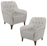 Kit 2 Poltronas Decorativas para Sala com Capitonê Pietà Z32 Linho Cin