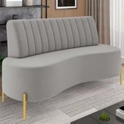 Sofá 2 Lugares 135cm Pés Aço Dourado Tamar Veludo Cinza Z08 - Mpozenat