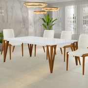 Kit 2 Cadeiras Decorativas Sala de Jantar Madeira Maciça com Braço Pigeon Linho Bege/Mel G13 - Gran Belo