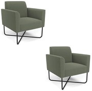 Poltrona Sala Base X Industrial Preto Kit 2 Marisa Bouclê - Pistache