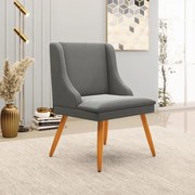 Kit 5 Cadeiras Decorativas Sala de Jantar Pés Palito de Madeira Firenze Suede Grafite/Natural G19 - Gran Belo