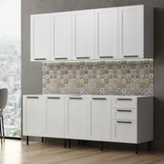 Armário Cozinha 4 Peças Balcão Para Pia CP6A Zaya Branco T01 - Mpozena