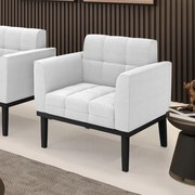Poltrona para Sala Base Madeira Fixa Preto Elisa Bouclê D03 - D'Rossi  - Off White