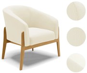 Poltrona Decorativa Base Madeira Stella Cotelê Ext/Veludo D03 - D'Rossi - Off White