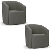 Poltrona Decorativa Base Giratória Kit 2 Stella Max Suede D03 - D'Rossi - Grafite