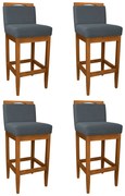 Kit 4 Banquetas Decorativa Elis Veludo Cinza Grafite
