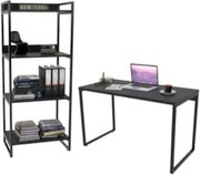 Conjunto Escritório Estilo Industrial Mesa 120cm e Estante 60cm 4 Prat