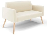 Sofá Namoradeira Pés Palito Natural Marisa Veludo   - Bege