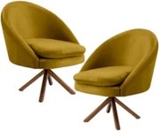 Kit 2 Poltronas Decorativas Giratórias Base Giromad Madeira Rafa C-279