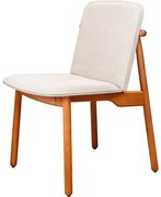 Cadeira Guanabara Assento Tecido Cru com Base Madeira Castanho - 71998 Sun House