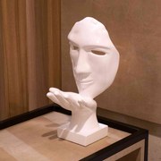 Máscara Sopro Decorativa Branco Em Cerâmica 35cm B02 - D'Rossi