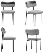 Cadeiras de Jantar Base Ferro Nile kit 4 PU Caramelo/Linho A08 - D'Rossi - Cinza