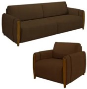 Conjunto Sofá 3 Lugares 223cm e Poltrona 98cm Amaranto Z32 Veludo Marr