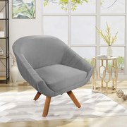 Kit 02 Poltronas Giratória Giovana Veludo Base Madeira MM30 D01 - D'Rossi - Cinza