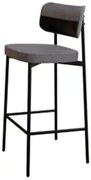 Banqueta Alta Bar Estofada Ella M25 Linho Cinza/Preto - Mpozenato