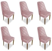 kit com 6 Cadeiras de Jantar Dublin Suede Rose