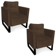 Kit 2 Poltronas Livia Suede Base Industrial Preto D01 - D'Rossi - Marrom