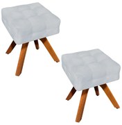 Kit 02 Puffs Giratório Elisa Suede Base Madeira MM30 D03 - D'Rossi - Cinza