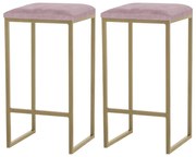 Kit 2 Banqueta Decorativa Billie Base Gold Veludo Rosê G41 - Gran Belo
