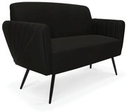 Sofá Namoradeira Pés Palito de Ferro Bruna Suede D01 - D'Rossi - Preto