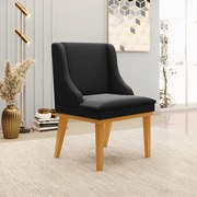 Kit 6 Cadeiras Decorativas Sala de Jantar Base Fixa de Madeira Firenze Suede Preto/Castanho G19 - Gran Belo