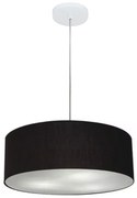 Lustre Pendente Cilíndrico Md-4132 Cúpula em Tecido 40x15cm Preto - Bivolt