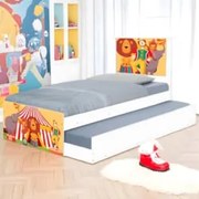 Cama Solteiro Infantil Com Auxiliar 188x88cm Circo K06 - Mpozenato