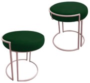 Puff Redondo Base Industrial Rosê Kit 2 Love Suede - Verde