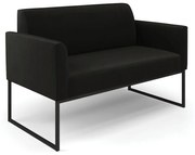 Sofá Namoradeira Base Industrial Preto Marisa Suede - Preto