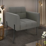 Poltrona Pé de Ferro Preto para Sala Elisa Suede D03 - D'Rossi - Marrom
