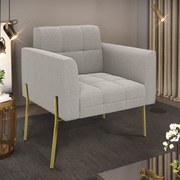 Poltrona Sala de Estar Pé de Ferro Dourado Elisa Bouclê D03 - D'Rossi  - Cinza