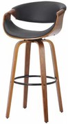 Banqueta Munique Assento Couro Ecologico Preto Base Madeira 105 cm - 70794 Sun House