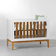 Berço Mini Cama Noah com Pés Square Mel - Branco e Savana