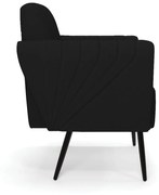 Sofá Namoradeira com 2 Poltronas Pés Palito de Ferro Bruna Linho D01 - D'Rossi - A79 Preto