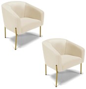 Cadeira Sala de Jantar Pé de Ferro Dourado kit 2 Stella Sintético D03 - D'Rossi - Bege