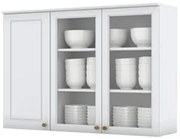 Armário Aéreo 120cm 2 Portas de Vidro 1 Porta Fechada 100% MDF America