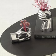 Cachepot "Mao Prata" Em Ceramica 7,5x15 cm M02 - D'Rossi
