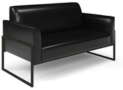 Sofá 2 Lugares Namoradeira Marisa Industrial Alta Preto Sintético Pu D03 - D'Rossi - Preto