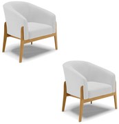 Poltrona Decorativa Base de Madeira kit 2 Stella Linho D03 - D'Rossi - A05 Cinza