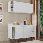 Armário de Cozinha CP12 e Tampo 118cm Pérola M24 Branco     - Mpozenat