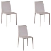 Kit 3 Cadeiras Decorativas Sala e Cozinha Karma PVC Nude G56 - Gran Belo