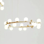 Pendente Aliança Horizontal Ø100X24Cm 18Xg9 Globo 10Cm - Usina 90006/1... (BT - Branco Texturizado, Branco (Fosco))