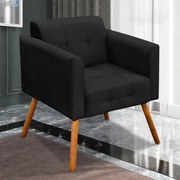 Poltrona Decorativa Pés Palito Karen Suede Preto G19 - Gran Belo