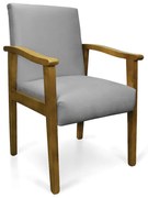 Poltrona Eloisa Suede Base de Madeira Castanho - Cinza