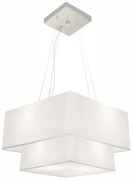 Lustre Pendente Duplo Quadrado Vivare Md-4157 Cúpula em Tecido 40x35cm Branco - Bivolt