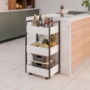 Carrinho Multiuso 3 Prateleiras Cozinha Vallue Branco G96 - Gran Belo