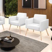 Kit 2 Poltronas Pés Palito Natural Marisa Corano - Branco