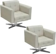 Kit 2 Poltronas Decorativas Base Cromada Giratória Ana Suede Bege - Ib