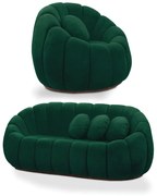 Sofá 2 Lugares com Poltrona Giratória Orgânica Cloud Bouclê E03 - D'Rossi - Verde